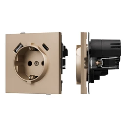 Фото #1 товара Механизм розетки с USB зарядкой SCT-TENDO-MUAC-PL-GD (230V, 16A) (Arlight, -)