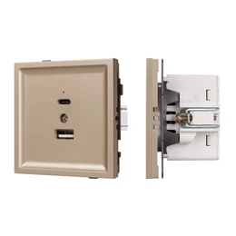 Фото #1 товара Механизм USB розетки SCT-TENDO-MUAC-PL-GD (5V, 3A, QC3) (Arlight, -)