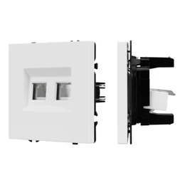 Фото #1 товара Механизм сдвоенной телефонной розетки SCT-NOBE-MTL2-SFPL-WH (RJ-11, 4C) (Arlight, Белый кварц)