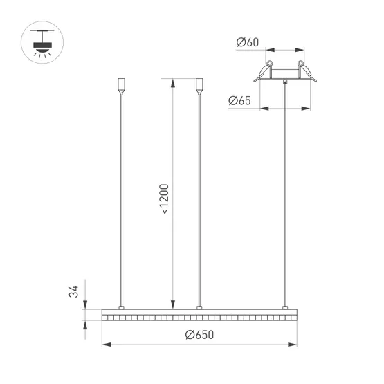 Фото #5 товара Светильник SP-DIAMOND-R650-36W Warm3000 (WH, 45 deg, 230V, TRIAC) (Arlight, IP20 Металл, 5 лет)