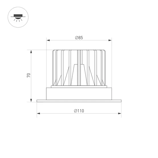 Фото #2 товара Светильник MS-ATLAS-TRIMLESS-R70-12W Warm3000 (BK, 32deg, 230V) (Arlight, IP20 Металл, 5 лет)