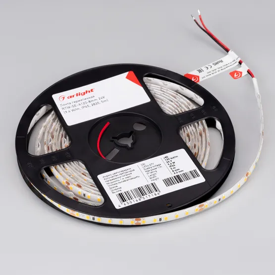 Фото #2 товара Светодиодная лента герметичная RTW-SE-A120-8mm 24V Warm2700 (9.6 W/m, IP65, 2835, 5m) (Arlight, -)