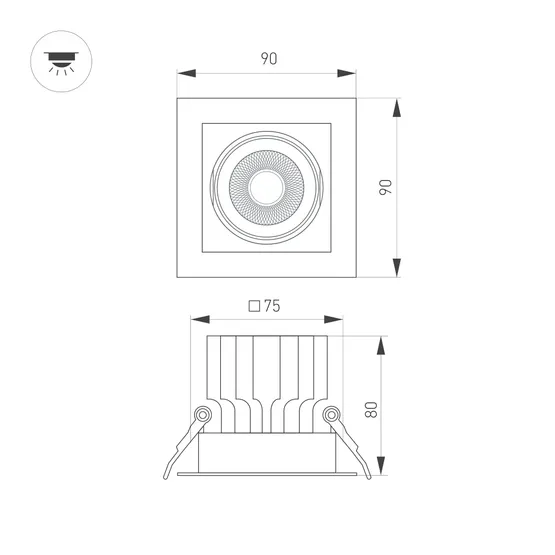 Фото #3 товара Светильник MS-VORTEX-BUILT-S90x90-12W Warm3000 (WH-WH, 20 deg, 230V) (Arlight, IP20 Металл, 5 лет)