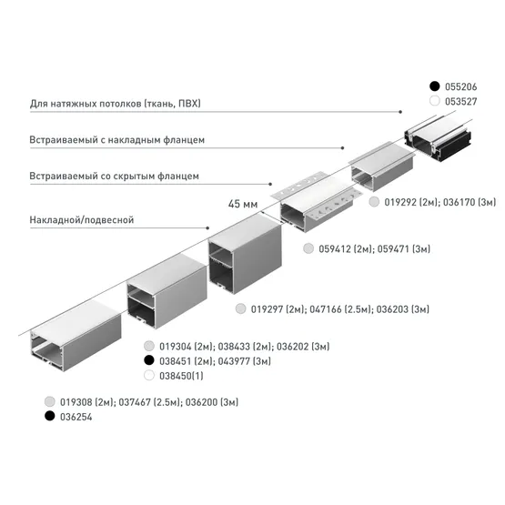 Фото #7 товара Профиль LINIA45-FANTOM-3000 ANOD (Arlight, Алюминий)