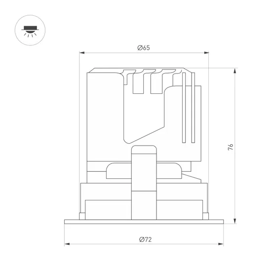 Фото #3 товара Светильник MS-ARADO-BUILT-R65-9W Warm3000 (WH-WH, 55 deg, 230V) (Arlight, IP20 Металл, 5 лет)