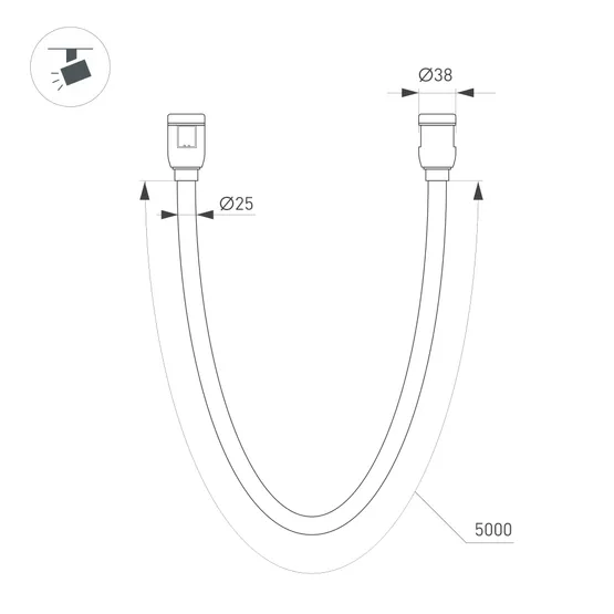Фото #5 товара Светильник ART-APRIORI-TUBE-ELASTIC-R38-L5000-60W Warm3000 (GD, 360 deg, 48V) (Arlight, IP20 Металл, (Arlight, IP20 Металл, 3 года)