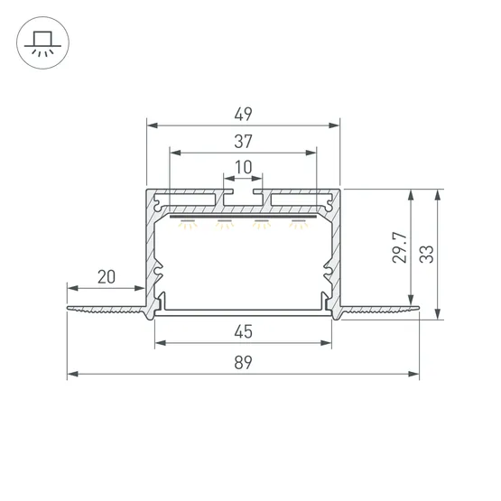 Фото #3 товара Профиль LINIA45-FANTOM-3000 ANOD (Arlight, Алюминий)