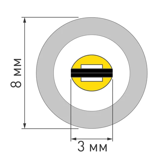 Фото #6 товара Светодиодная лента герметичная LUNA-X960-D8mm 24V Warm2400 (8 W/m, IP65, 360deg, 5m) (Arlight, -)
