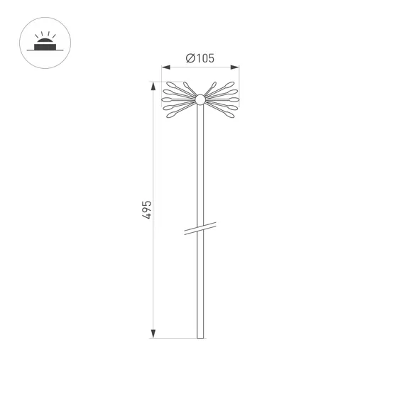 Фото #3 товара Светильник KT-DANDEL-BOLL-H495-0.5W Warm3000 (WH, 24 deg, 24V) (Arlight, IP65 Металл, 3 года)